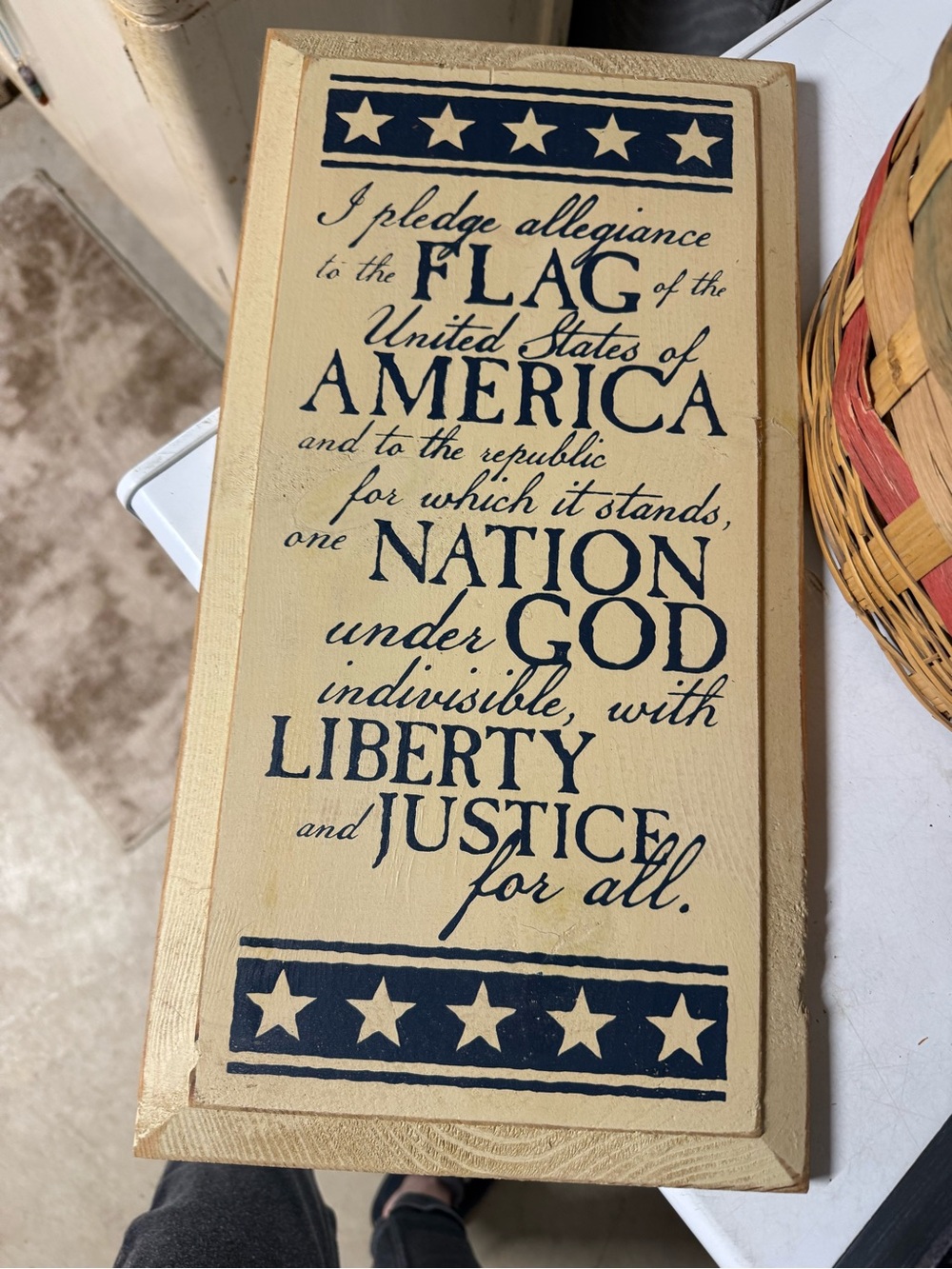 Hobby Lobby Patriotic Pledge Wall Art in Cream and Navy